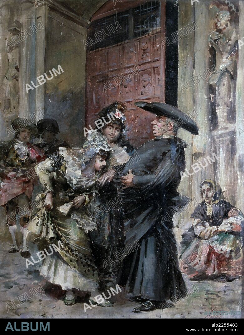 JOSE DENIS BELGRANO (1844-1917). DENIS BELGRANO, JOSE PINTOR ESPA¿OL. MALAGA 1844-1917 "LA SALIDA DE MISA", OLEO.