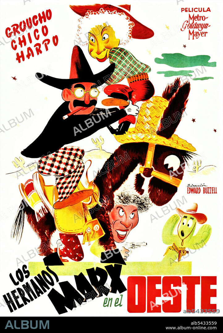 CHICO MARX, GROUCHO MARX and HARPO MARX in GO WEST, 1940, directed by EDWARD BUZZELL. Copyright M.G.M.