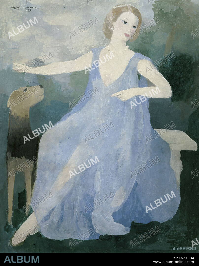 Portrait of Valentine Tessier by Marie Laurencin, 1933, 1883-1956, France, Paris, Musee d'Orsay.