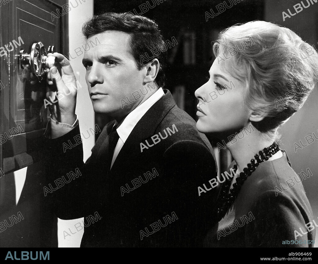 DANIELLE GODET and FRANCISCO RABAL in AUTOPSY OF A CRIMINAL, 1963 (AUTOPSIA DE UN CRIMINAL), directed by RICARDO BLASCO. Copyright HISPAMER FILMS P.C./ MEC Cin.