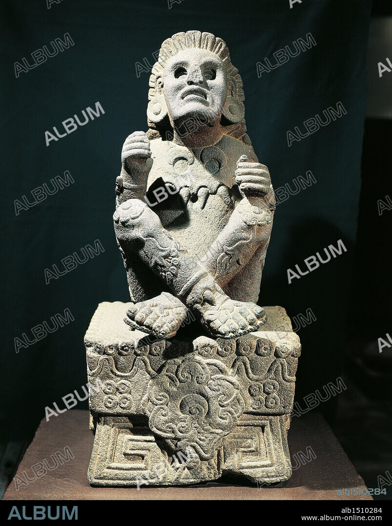 Aztec civilization, Mexico, 14th-16th century. Statue portraying Xochipilli, God of flowers and love.
