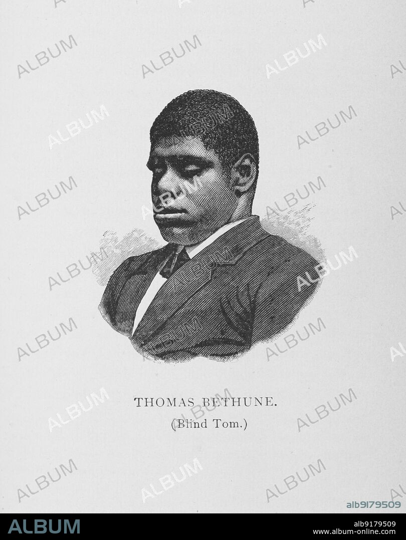 Thomas Bethune (Blind Tom), 1887. African-American pianist and composer Blind Tom Wiggins was born into slavery and lived on the Bethune plantation in Georgia. He had numerous original compositions published, had a successful performing career throughout the United States, and was one of the best-known American performing pianists of the 19th century. He was also the first African-American to give a command performance at the White House. From "Men of Mark: Eminent, Progressive and Rising" by William J. Simmons.