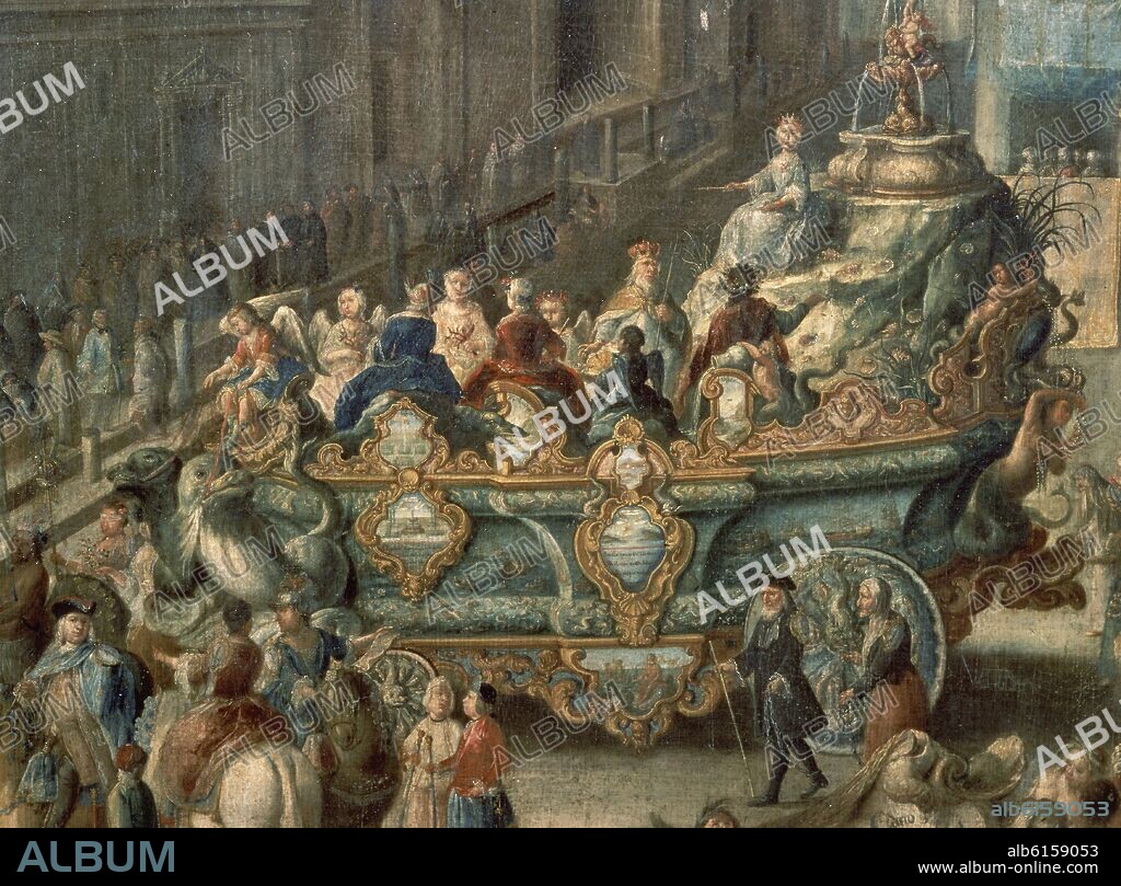 DOMINGO MARTINEZ (1688-1749). CARRO DEL AGUA-MASCARA FABRICA DE TABACOS-EXALTACION POR FERNANDO VI-DET CARRO(CONJ 120114).