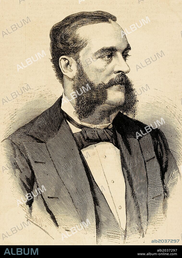 JOSE MARIA PLACIDO CAAMAÑO (1838-1901). Político ecuatoriano. Encabezó la revolución (1883) que derrotó a Veintemilla. Presidente de la República del Ecuador (1884-88). Modificó la Constitución de 1883 para restablecer la pena de muerte. Grabado. "La Ilustración Española y Americana", año 1886.