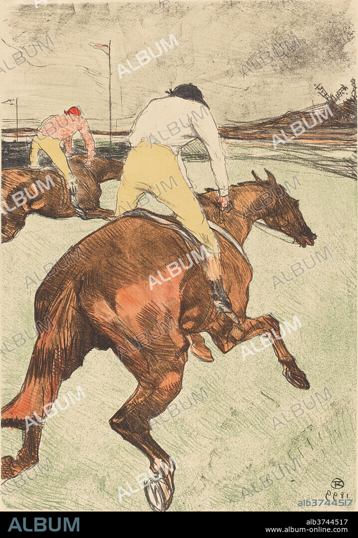 HENRI DE TOULOUSE-LAUTREC. The Jockey (Le jockey). Dated: 1899. Dimensions: image: 51.8 x 36.1 cm (20 3/8 x 14 3/16 in.)  sheet: 55 x 38.9 cm (21 5/8 x 15 5/16 in.). Medium: color lithograph.