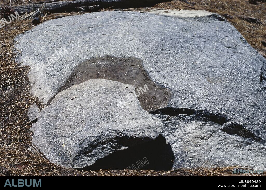 Exfoliation or curved jointing of granite produces dome-shaped rocks like this one at Mt. San Jacinto, California.