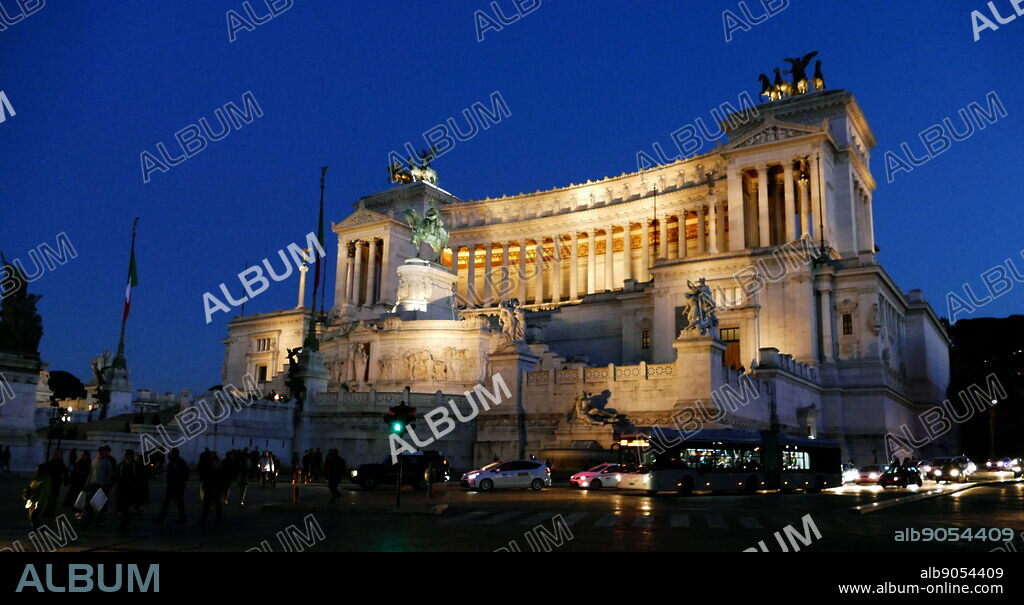 View of the Vittorio Emanuele II Monument at night. The Vittorio Emanuele II Monument, also known as the Vittoriano, Il Vittoriano, or Altare della Patria, is a monument built in honour of Victor Emmanuel II, the first king of a unified Italy, located in Rome, Italy.