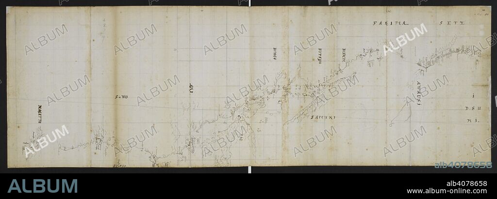 ENGELBERT KAEMPFER. Map of part of the coast of Japan. Notes for the 'History of Japan'. Japan; circa 1670-1692. Source: Sloane 3060, ff.503-504. Language: German.