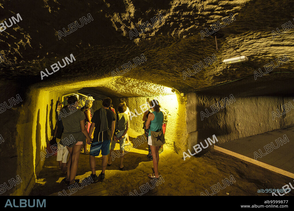 galeria subterranea, castillo de San Felipe, siglo XVI ,boca del puerto de Mahón, municipio de Villacarlos, Menorca, balearic islands, Spain.