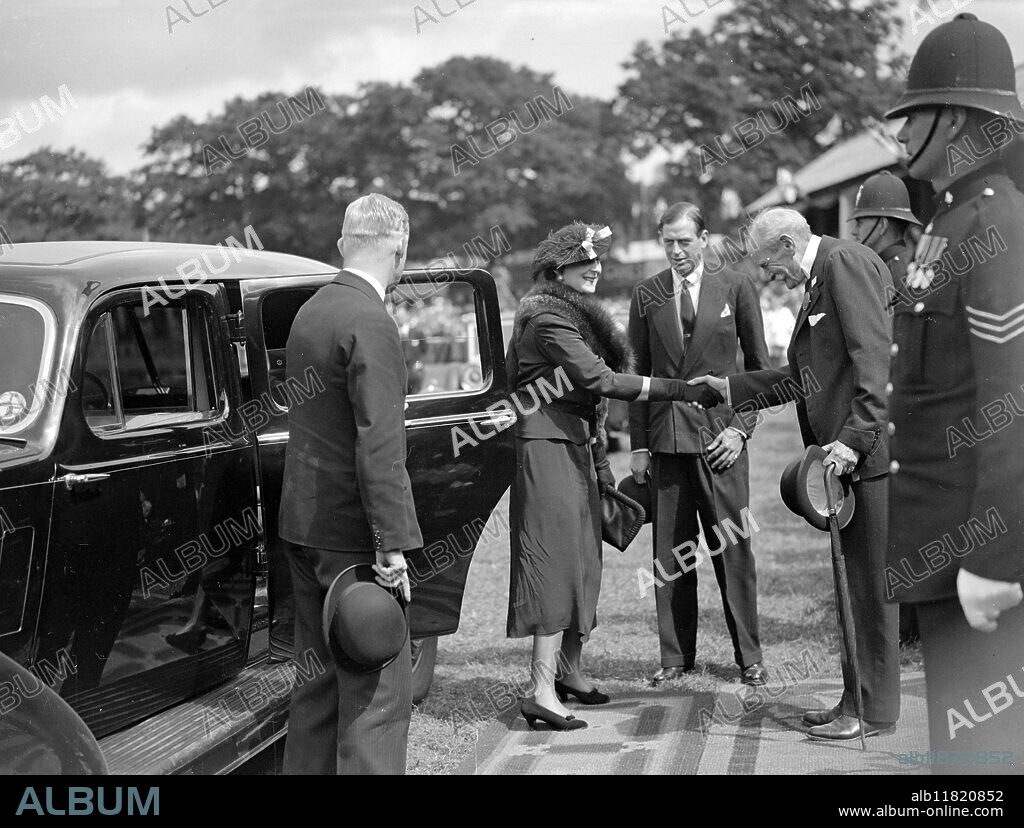 Tunbridge Wells and South Eastern Counties Show at Tunbridge Wells , Kent , England . The Duke and Duchess of Kent being received by Colonel Sir Henry Streatfeild . 14 July 1936.