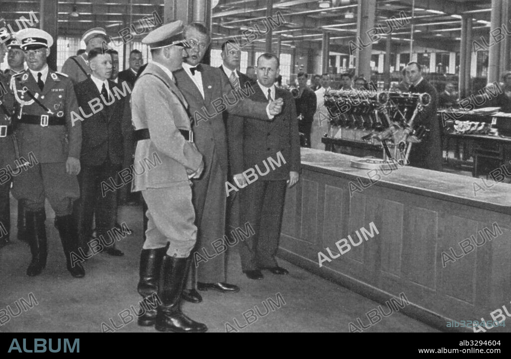 Adolf Hitler visits the Bavarian Motor Works (BMW) - c1934.