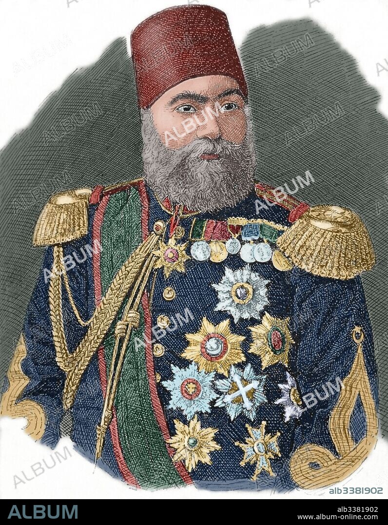 Osman Nuri Baja (Tokat, 1832-Estambul, 1900). General turco otomano. Participó en las campañas de Crimea y Creta. En la guerra ruso-turca se distinguió al detener el avance de los rusos en Plevna (1877), éxito que le valió el cargo de ministro de la Guerra (1878-88). Grabado del siglo XIX. Coloreado.