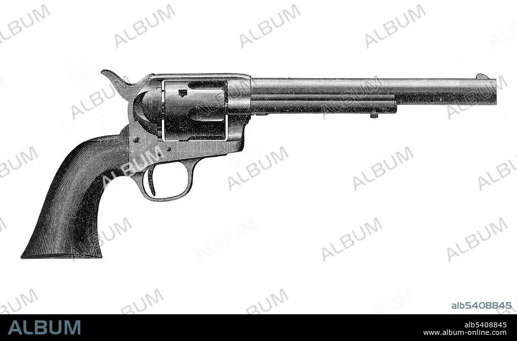 Colt's new model army metallic cartridge revolving pistol. The Colt M1878 is a double-action revolver that was manufactured by Colt's Manufacturing Company from 1878 to 1907. It is often referred to as the 'Frontier' or the 'Double Action Army' revolver. The design of the Model 1878 was based on the Model 1877, which in turn was based heavily on the design of the earlier Colt Single Action Army revolver. The Model 1878 had a larger frame than the Model 1877, which allowed it to fire larger and more powerful cartridges. 1878 advertisement, (cropped and cleaned).
