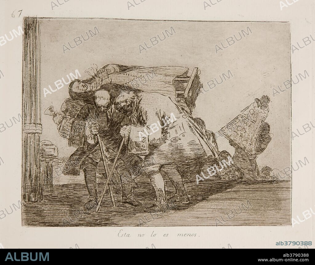 Francisco de Goya y Lucientes / 'Esta no lo es menos'. 1814 - 1815. Aguafuerte, Aguatinta, Bruñidor, Buril, Punta seca sobre papel avitelado, ahuesado, 179 x 220 mm.; 1814 - 1815. Aguafuerte, Aguatinta, Bruñidor, Buril, Punta seca sobre papel avitelado, ahuesado, 179 x 220 mm.