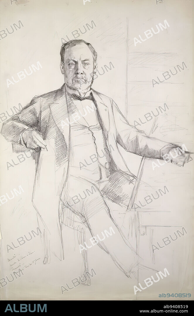 Albert Edelfelt, 21.7.1854, Kiiala manor, Porvoo municipality, 18.8.1905, Haikko, Porvoo municipality, Louis Pasteur by a Table, Study for the Portrait of Louis Pasteur, 1885, 50 × 32.5 cm, pencil.