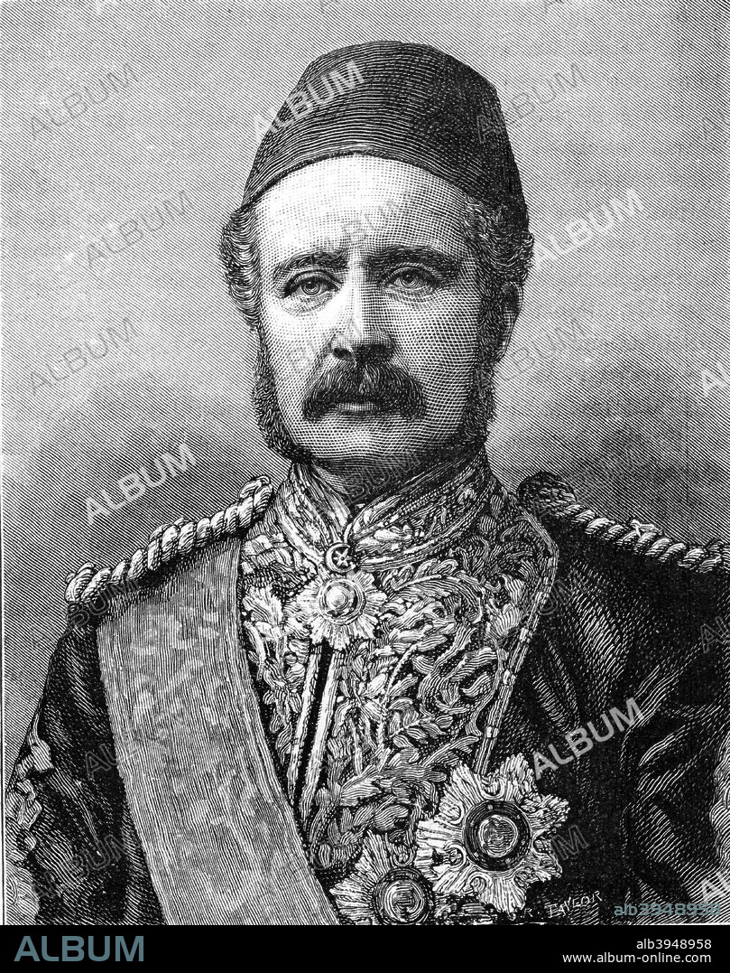 General Charles Gordon, 19th century British soldier, (1900). Known as 'Chinese Gordon' because of his exploits in China in the Second Opium War and the Taiping Rebellion, General Gordon (1833-1885) was killed at Khartoum on 26 January 1885 when the forces of the Mahdi overwhelmed the city. A print from The Life and Times of Queen Victoria, by Robert Wilson, Volume IV, Cassell and Company, London, Paris, New York, Melbourne, 1900.