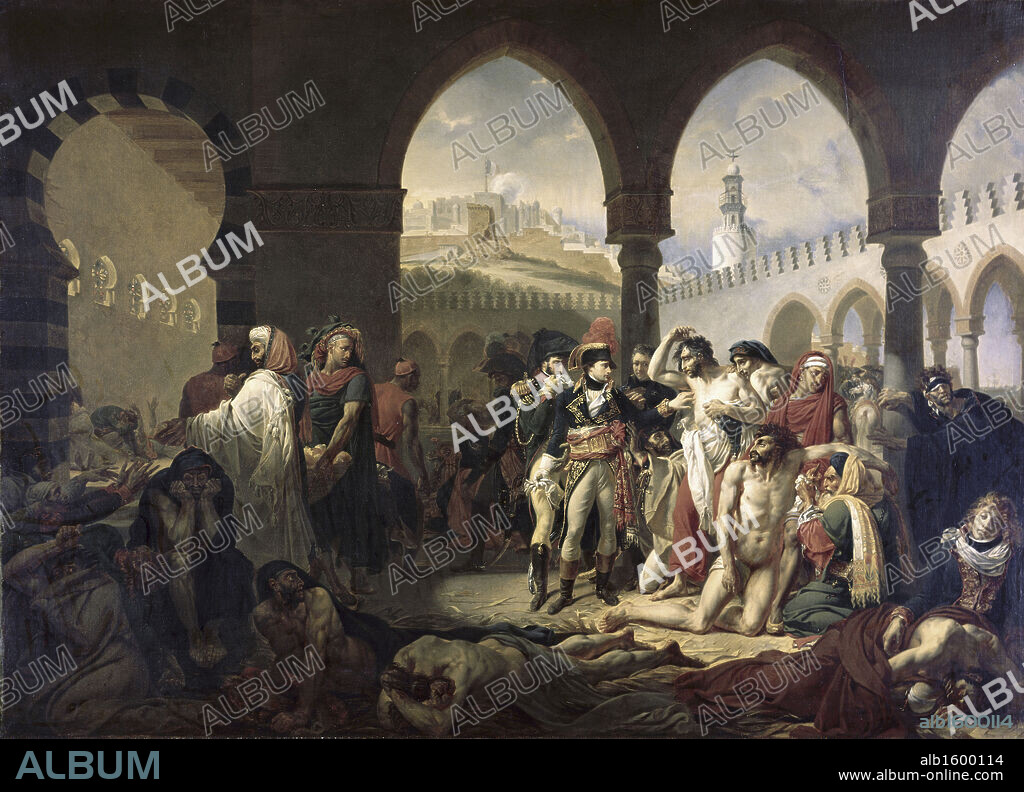 ANTOINE JEAN GROS. Napoleon Bonaparte Visiting the Plague Stricken at Jaffa (March 11, 1799)  1804  Antoine-Jean Gros (1771-1835 French)   Oil on canvas  Musee du Louvre, Paris, France.