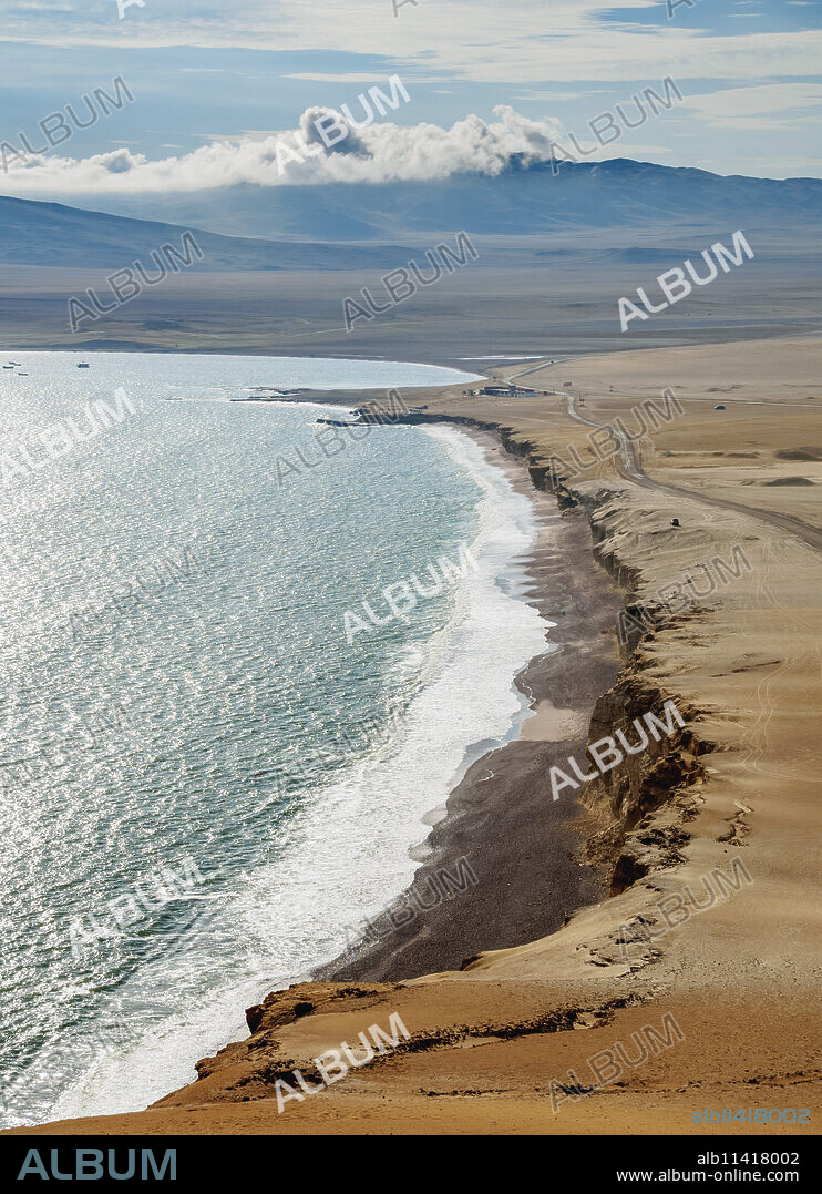 Red Beach, elevated view, Paracas National Reserve, Ica Region, Peru, South America.