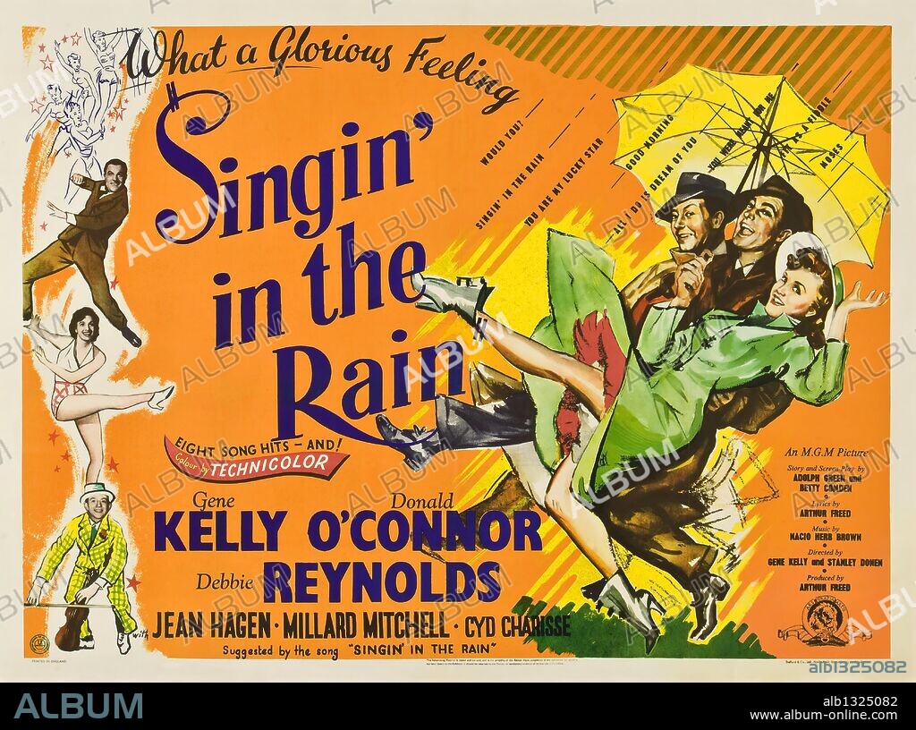 Poster de CANTANDO BAJO LA LLUVIA, 1952 (SINGIN' IN THE RAIN), dirigida por GENE KELLY y STANLEY DONEN. Copyright M.G.M.