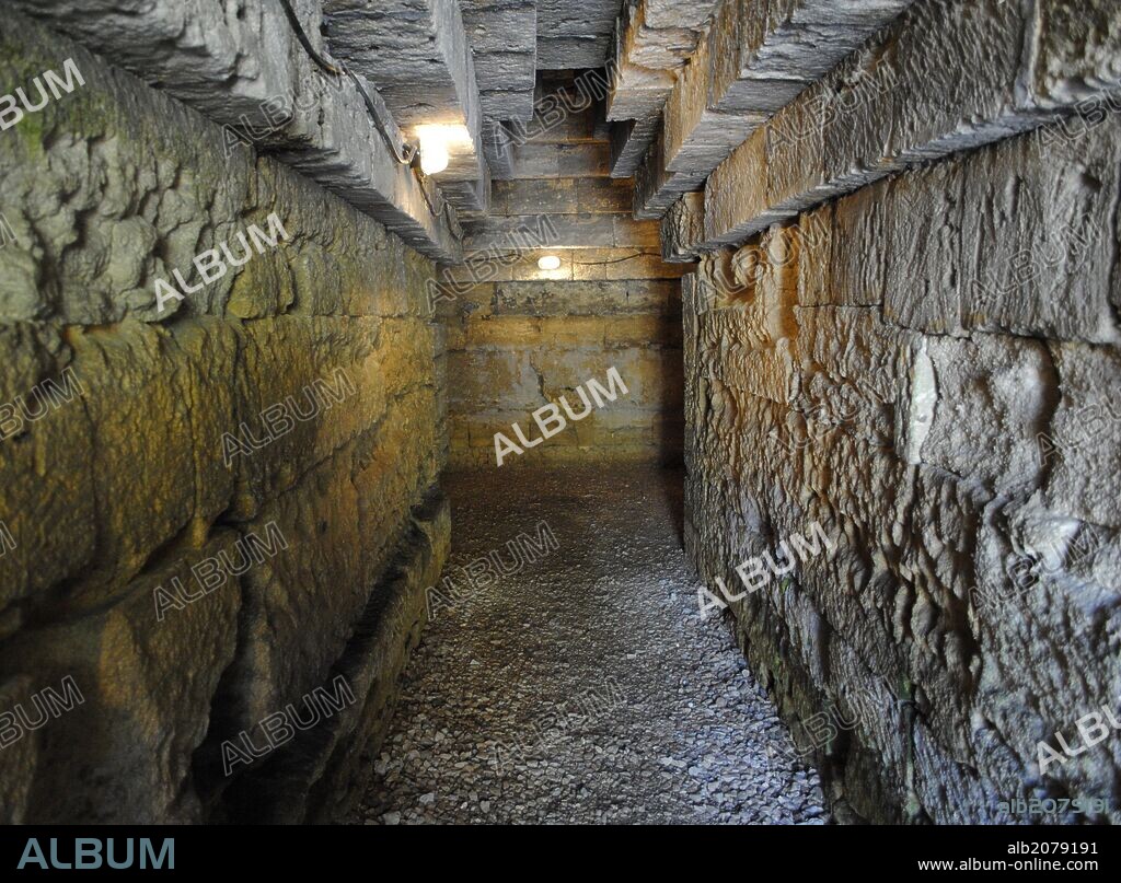 Ukraine. Autonomous Republic of Crimea. Tsarsky Kurgan, royal burial mound who probably is buried the King Leucon I. 4th century BC. Interior. Kerch.