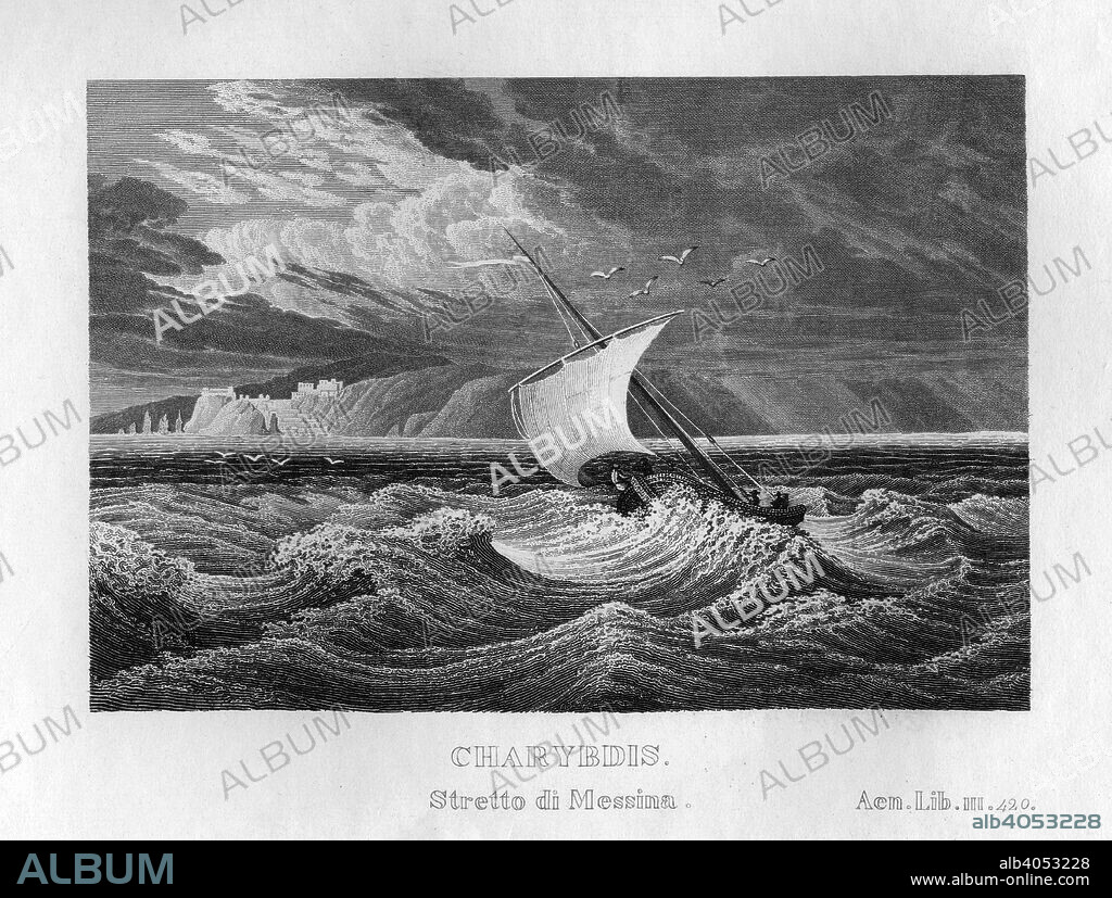 Charybdis, c1833. The whirlpool-forming sea monster of Greek mythology.