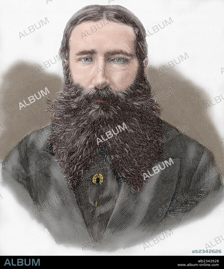 Leopold II of Belgium (1835-1909). King of the Belgians. Engraving. Colored.