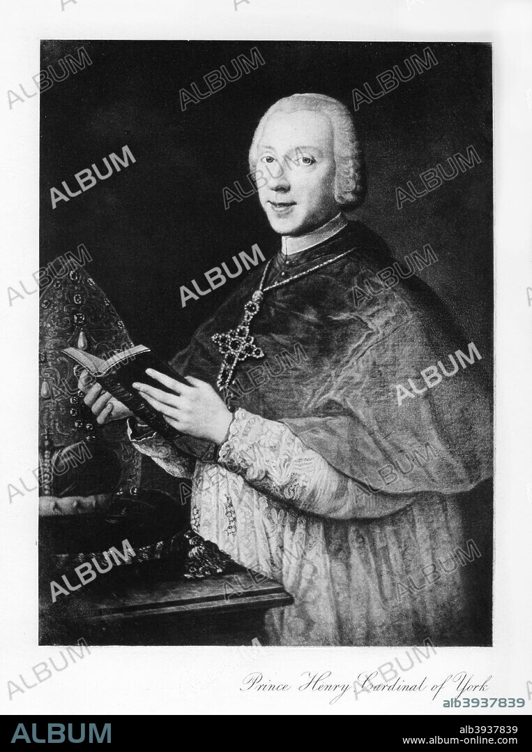 Henry Benedict Stuart as Cardinal Duke of York, (1907). Henry (1725-1807) was a son of the exiled James Stuart, the 'Old Pretender', and younger brother of Bonnie Prince Charlie (the 'Young Pretender'.