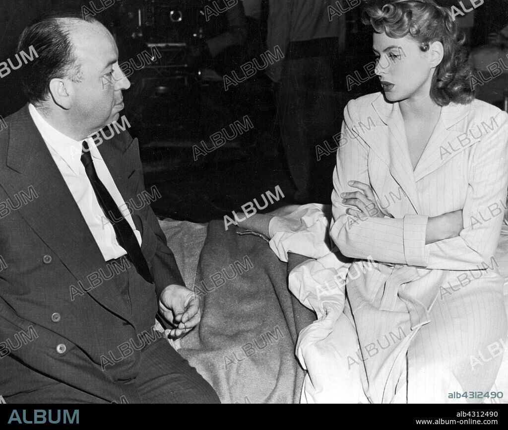 ALFRED HITCHCOCK and INGRID BERGMAN in SPELLBOUND, 1945, directed by ALFRED HITCHCOCK. Copyright Selznick International Pictures/Vanguard Films.