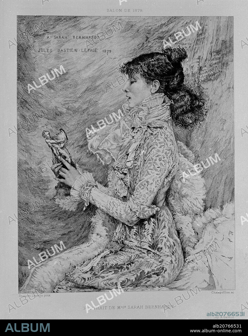 JULES BASTIEN-LEPAGE. RETRATO DE SARAH BERNHARDT (1844/1923) - ACTRIZ DE TEATRO FRANCESA - 1879.