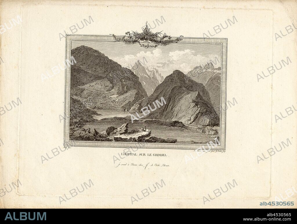 The hospital on Grimsel, View Grimselpass, signed: C. Wolf (pinx.); G. Eichler (sculp.), S. 47, Wolf, Caspar (pinx.); Eichler, Matthias Gottfried (sculp.), 1777, Samuel Wyttenbach: Alpes Helveticae. Beschreibung einer Reise, die im Jahr 1776 durch einen Theil der Bernischen Alpen gemacht worden. [Bern]: [Wagner], [1777].