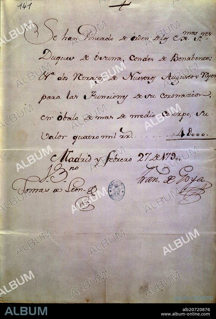 FRANCISCO GOYA Y LUCIENTES DE (1746-1828). FIRMA AUTOGRAFA DE FRANCISCO DE GOYA Y LUCIENTES (1746-1828).