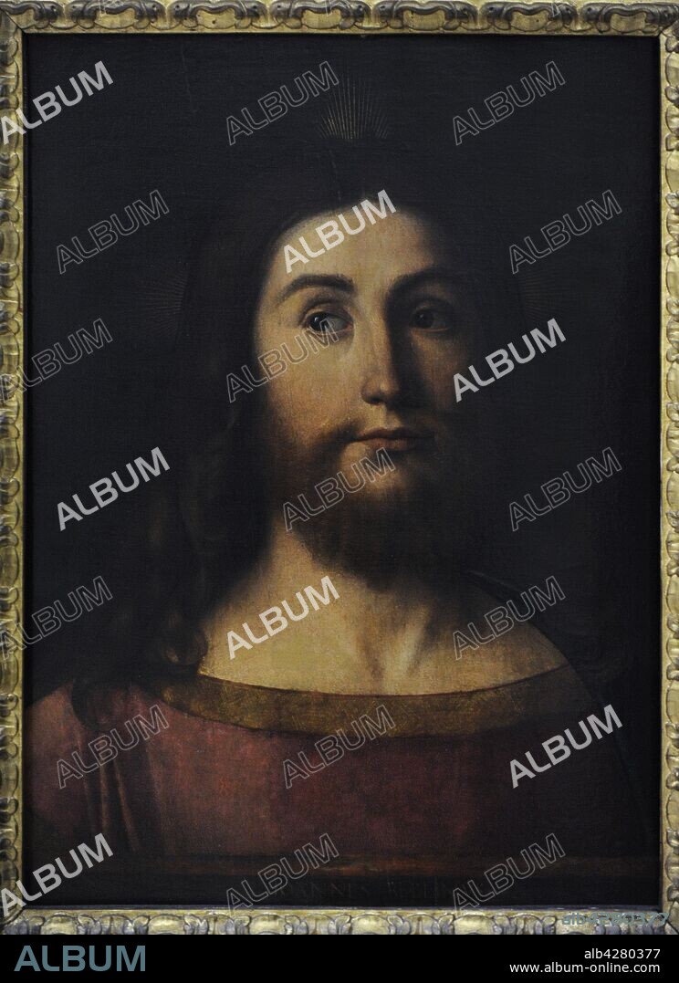 Giovanni Bellini, llamado Il Giambellino (1432-1516). Pintor italiano renacenista. El Salvador. Óleo sobre tabla, 44 x 33 cm. Real Academia de Bellas Artes de San Fernando. Madrid. España.