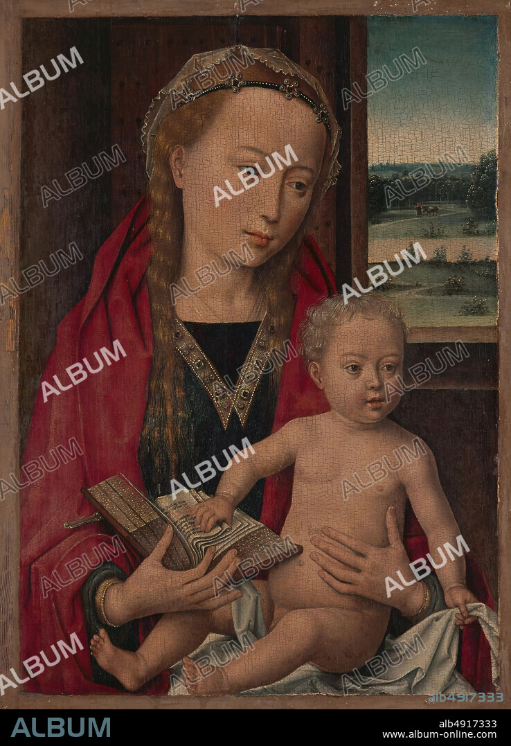 Workshop of Hans Memling, Virgin and Child, Workshop of Hans Memling (Netherlandish, Seligenstadt, active by 1465died 1494 Bruges), ca. 149094, Oil on wood, Overall 14 1/8 x 10 1/4 in. (35.9 x 26 cm); painted surface 13 3/8 x 9 1/2 in. (34 x 24.1 cm), Paintings.