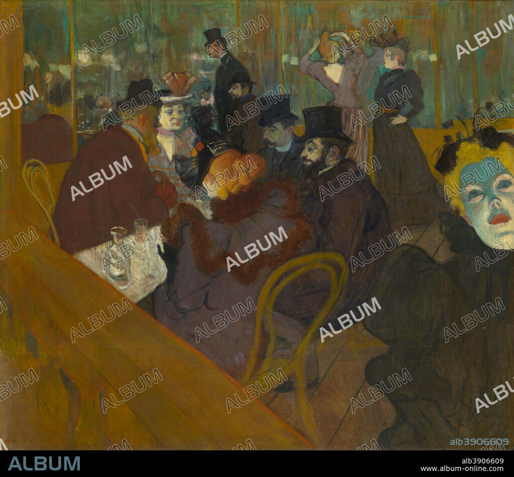 HENRI DE TOULOUSE-LAUTREC. At the Moulin Rouge. Date/Period: 1892/95. Painting. Oil on canvas Oil on canvas. Height: 1,230 mm (48.42 in); Width: 1,410 mm (55.51 in).