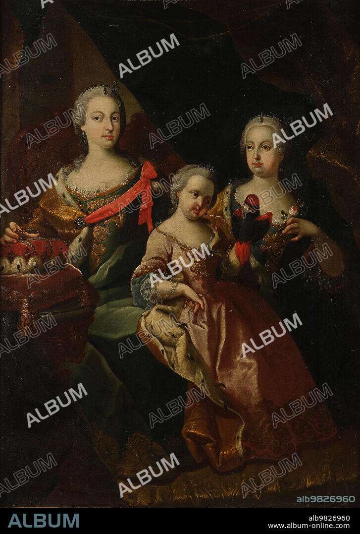 ANONYMOUS. Archduchess Maria Theresa with her two sisters Maria Anna (1718-1744) and Maria Amalia (1724-1730).
