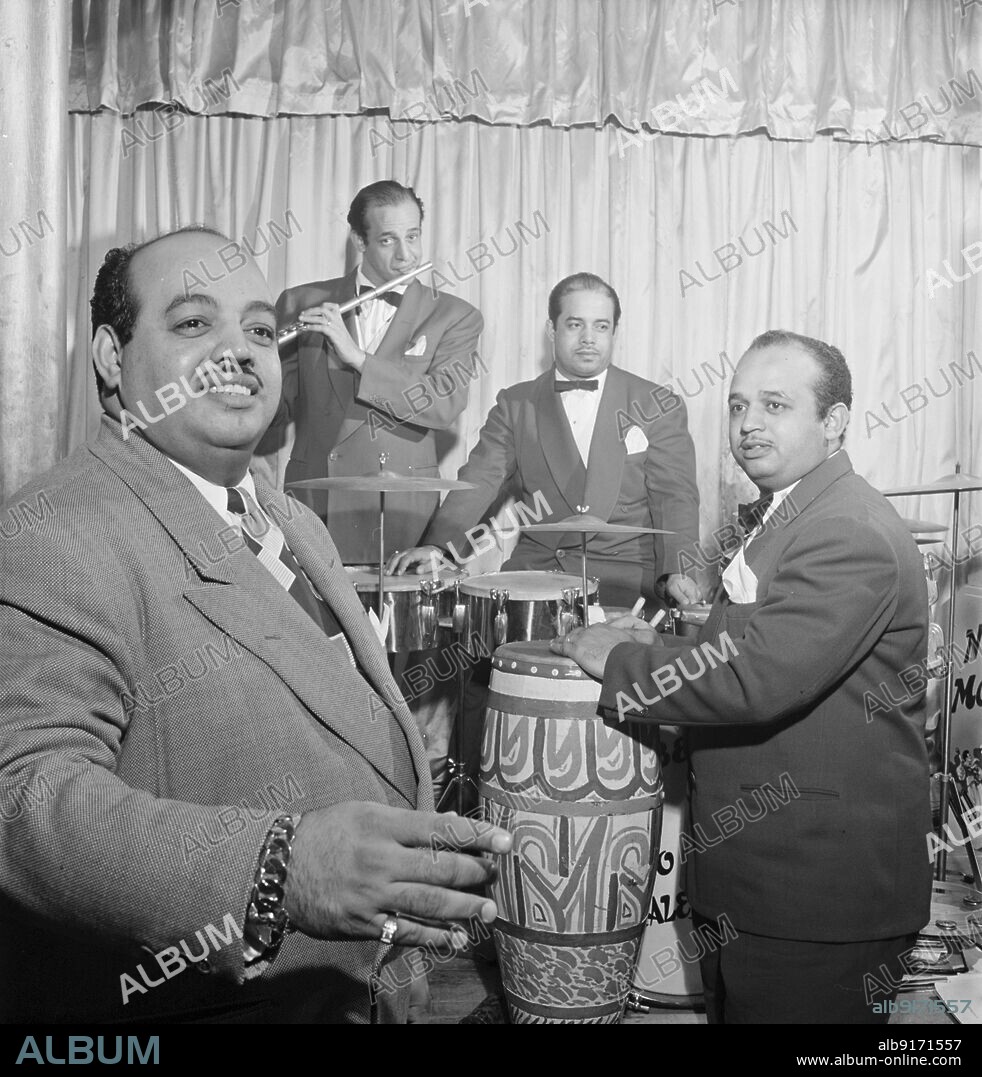 WILLIAM PAUL GOTTLIEB. Portrait of Noro Morales, Ismael Morales, and Humberto L¾pez Morales, Glen Island Casino, New York, N.Y., ca. July 1947.