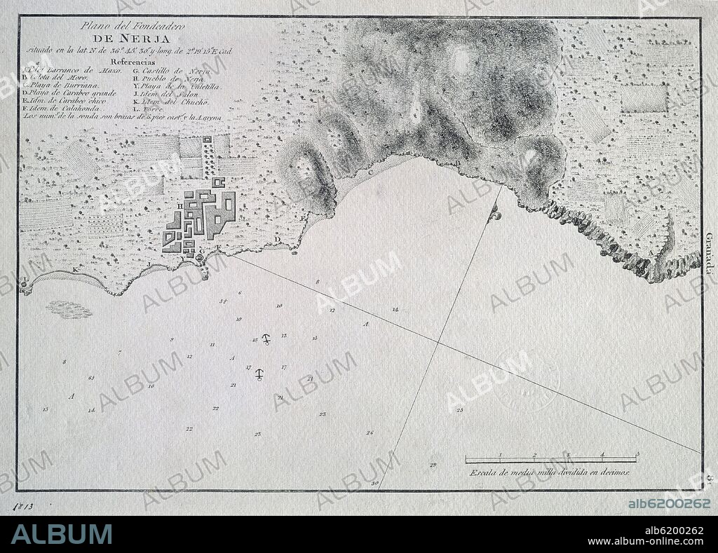 PLANO DEL FONDEADERO DE NERJA - 1813.