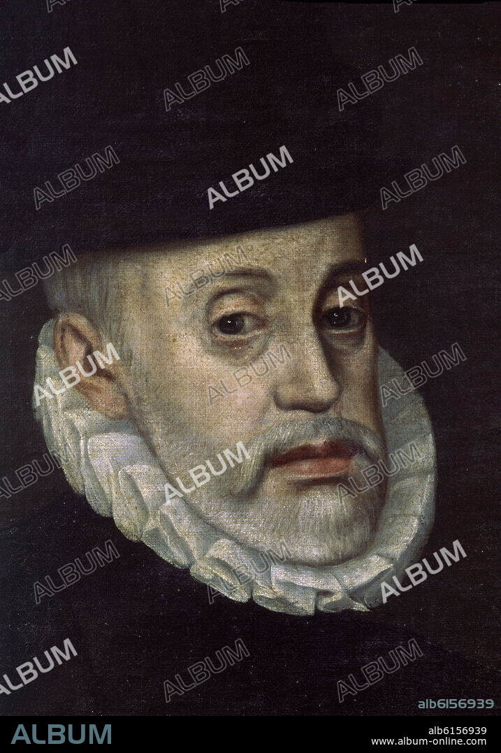 JUAN PANTOJA DE LA CRUZ. FELIPE II ANCIANO - 1590/1598 (PASABA LOS 65 AÑOS DE EDAD) - O/L - 108x82 - DETALLE DE LA CARA - CONJUNTO Nº 89997 -.