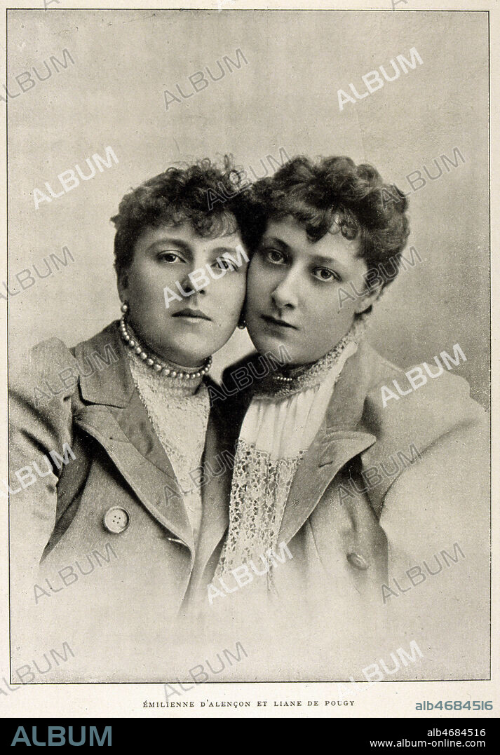 Portraits de Liane de POUGY (1869-1950) et d'Emilienne d'ALENCON (1870-1946). Illustration tiree d'une brochure publiee vers 1900. Credit : JEAN VIGNE / KHARBINE-TAPABOR.