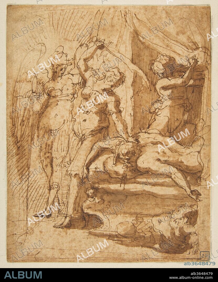 GIORGIO VASARI (? ). Judith Decapitating Holofernes. Artist: Giorgio Vasari (Italian, Arezzo 1511-1574 Florence) (?). Dimensions: 6-1/16 x 4-7/8 in.  (15.4 x 12.4 cm). Date: 1511-74.