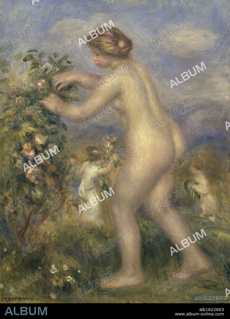 Young Nude Girl Picking Flowers   Pierre Auguste Renoir (1841-1919/French)  Private Collection.