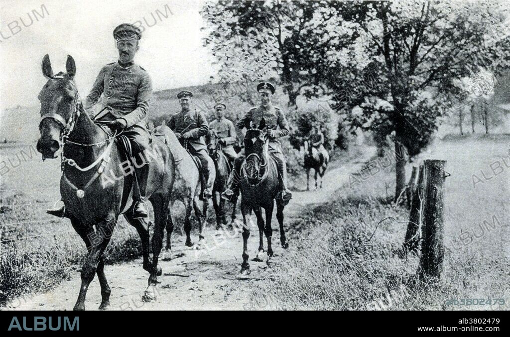 The history of the German Cavalry in WWI is one of an arm in decline. In September 1916, the establishment of cavalry regiments within the Cavalry Divisions was reduced to 675 horses. By the beginning of 1915 with the solidifying of the trench system, they could no longer find employment on the Western Front. The increasing shortage of horses led to the 4th, 5th and 9th Cavalry Divisions being dismounted in October 1916. The 3rd Cavalry Division was dissolved in November 1916 and the 6th and 7th Cavalry Divisions were also dismounted in November 1917. The Guards Cavalry Division followed in March 1918. By the end of the war all the Cavalry Corps had been re-designated as General Commands for Special Use and were indistinguishable from other Corps,. No date, location or photographer information given on postcard.
