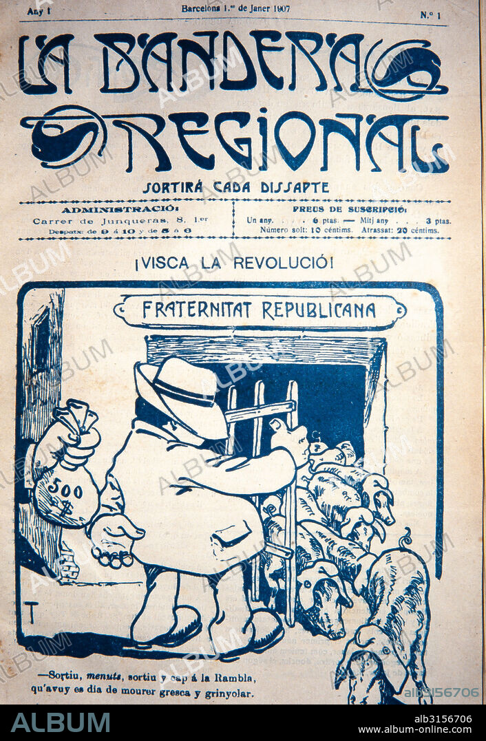 LA BANDERA REGIONAL, NÚMERO 1. ENERO 1907. MUSEO DE HISTORIA DE LA CIUDAD DE BARCELONA.
