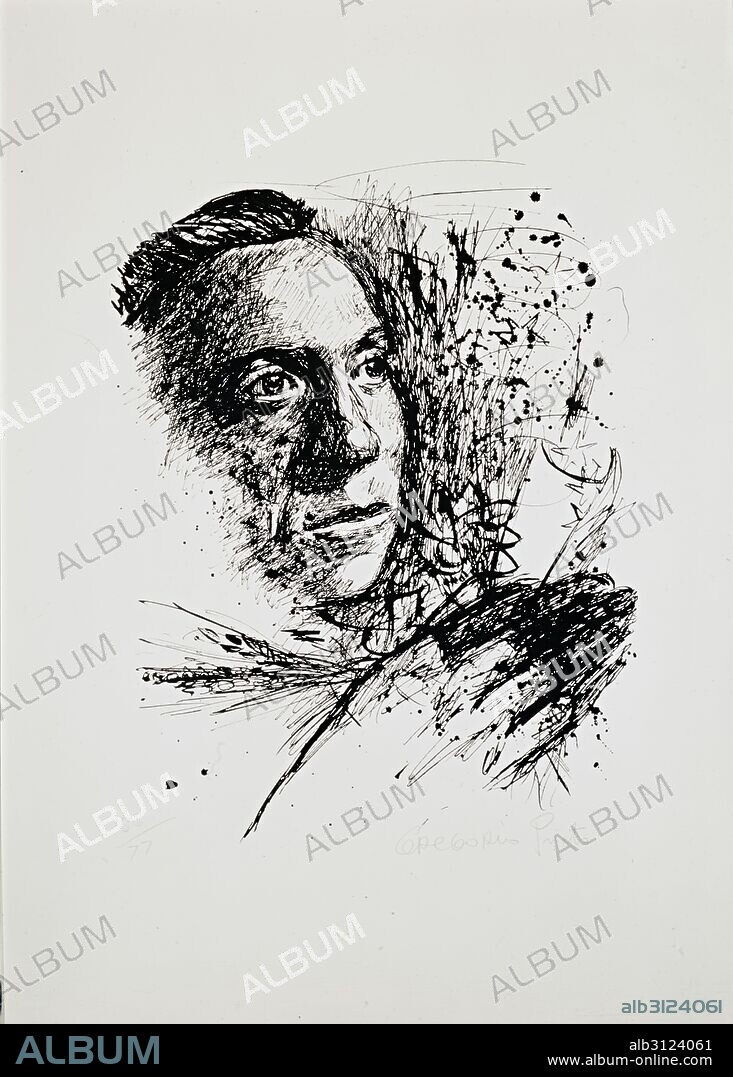 GREGORIO PRIETO. Retrato de Miguel Hernández. Colección particular, Madrid.