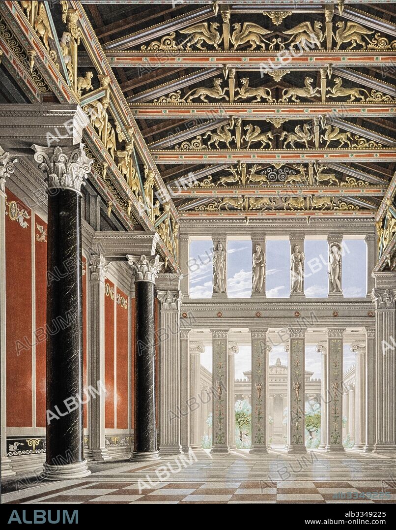 KARL FRIEDRICH SCHINKEL. The Orianda Palace in the Crimea. Interior Perspective of the Great Hall.