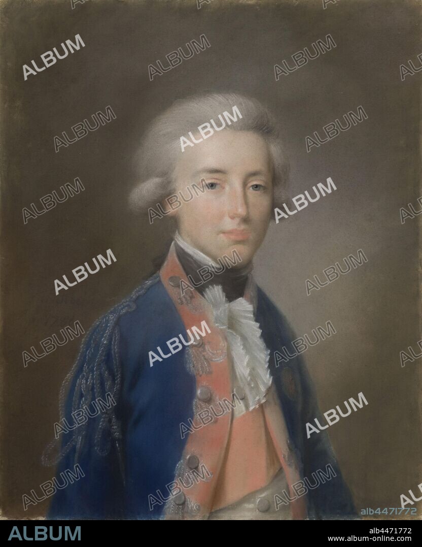 Willem Frederik (1772-1843), Prince of Orange-Nassau. Oldest son of Prince William V, later William I, King of the Netherlands, Portrait of Willem Frederik (1772-1843, Prince of Orange-Nassau. Oldest son of Prince Willem V, King of the Netherlands. right is part of a series of nine portraits of princes and princesses from the house of Oranje-Nassau, Johann Friedrich August Tischbein, 1788, parchment (animal material), h 61.6 cm × w 50 cm w 8.2 kg.