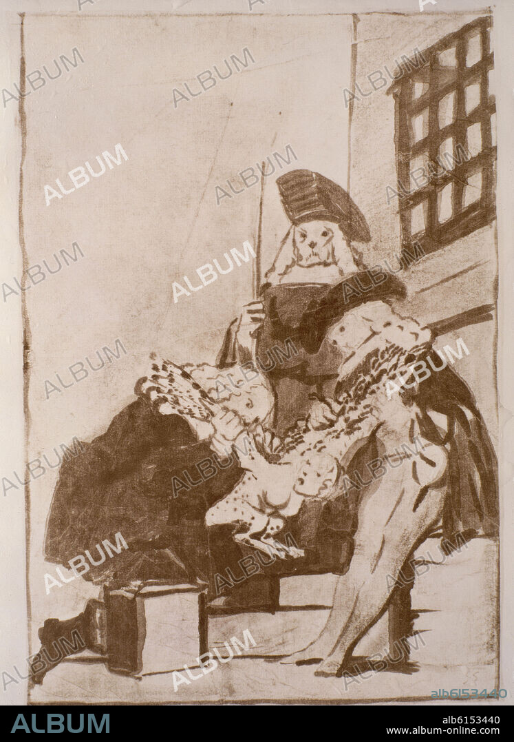 FRANCISCO DE GOYA. CAPRICHO 21 - CUAL LA DESCAÑONAN! - SIGLO XVIII - DIBUJO PREPARATORIO.