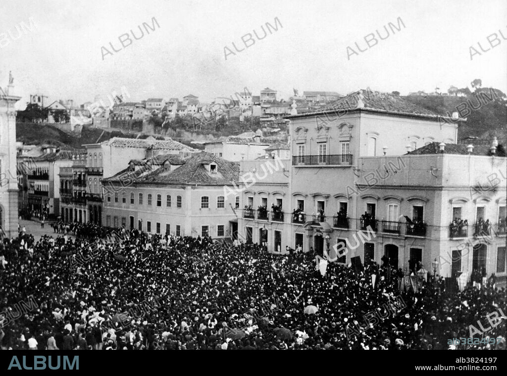 Abolition of slavery by Isabel, Princess Imperial of Brazil, in 1888. After the deaths of her two brothers in infancy, Isabel (1846-1921) was recognized as her father's heiress presumptive. During her father's absences abroad, Isabel acted as regent. In her third and final regency, she actively promoted and ultimately signed a law, named Lei Ãurea or the Golden Law, emancipating all slaves in Brazil. Even though the action was broadly popular, there was strong opposition to her succession to the throne. Her gender, strong Catholic faith and marriage to a foreigner were seen as points against her, and the emancipation of the slaves generated dislike among powerful planters. In 1889, her family was deposed in a military coup, and she spent the last 30 years of her life in exile in France. Photograph by Marc Ferrez (1843-1923).