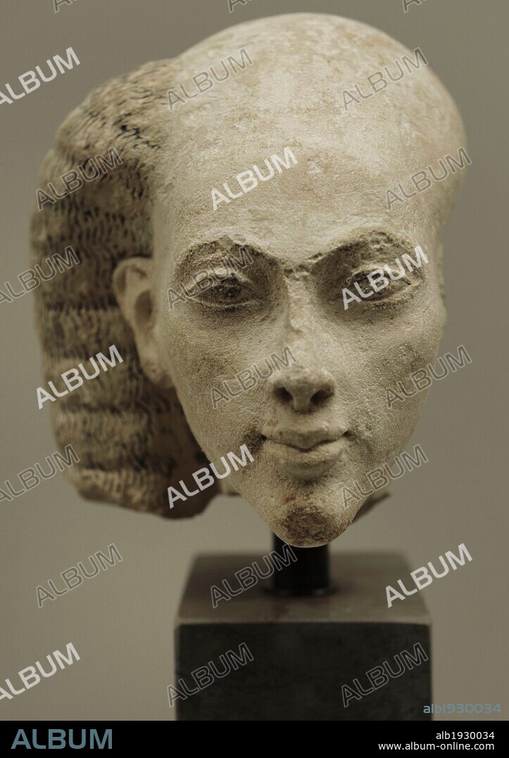 Head from a statuette of a princess. Limestone. Probably from el-Amarna, Egypt. Amarna Period, c. 1365-1347 BC. Ny Carlsberg Glyptotek. Copenhagen. Denmark.