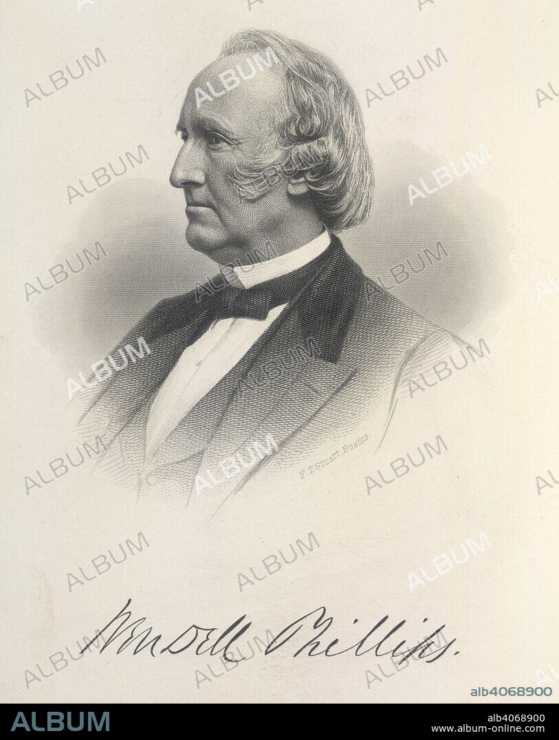 Wendell Phillips. The Eulogy [on Wendell Phillips]. Harper & Bros.: New York, 1884. Wendell Phillips (1811-1884). American abolitionist. Portrait. Image taken from The Eulogy [on Wendell Phillips]. Source: 10882.i.16, frontispiece. Language: English.